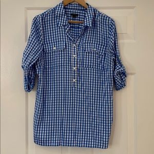 Talbots Blue Rayon Gingham Blouse - Size M